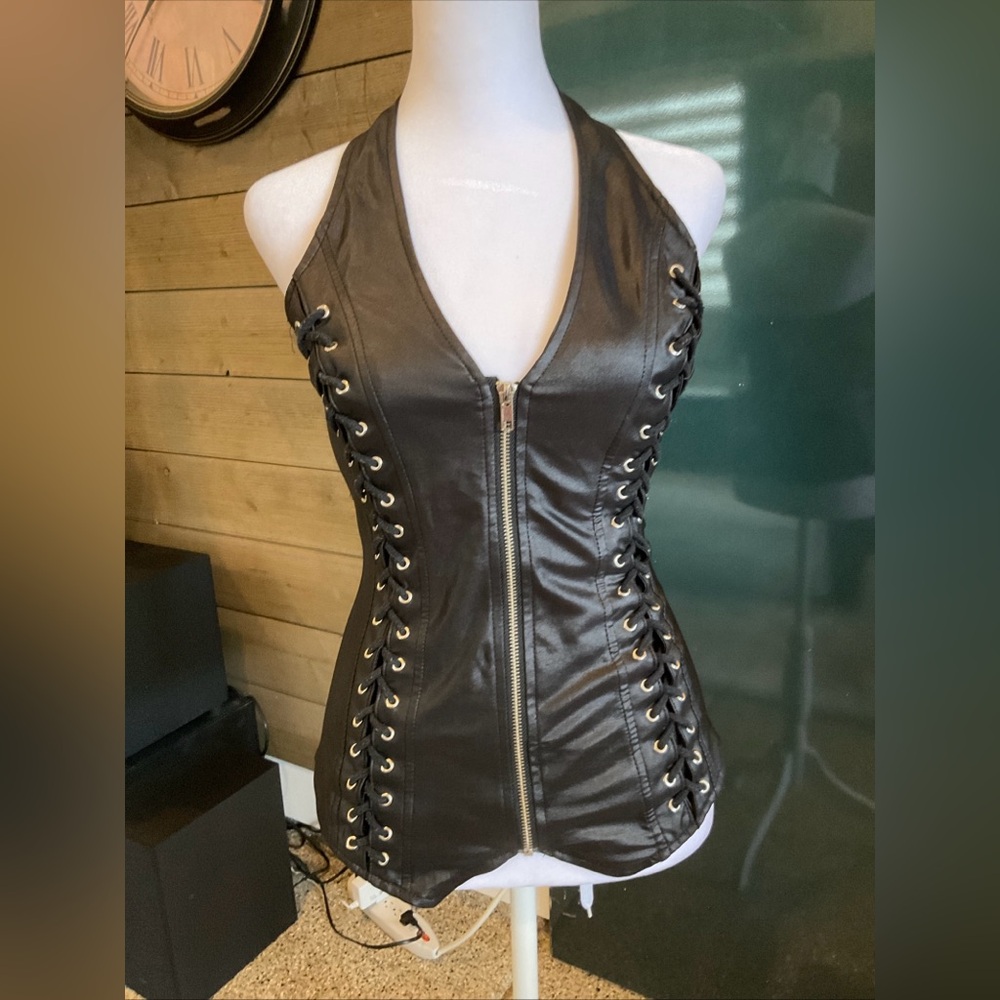 Black Lace-Up Tank Top